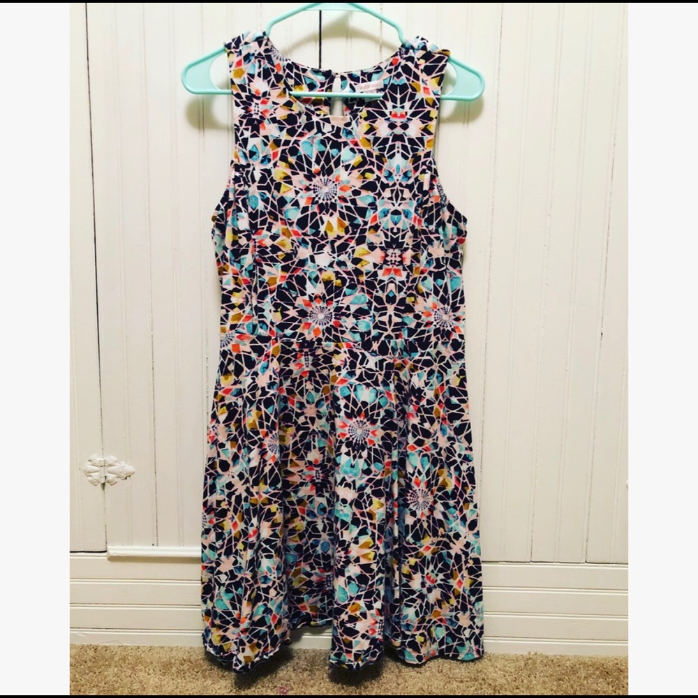 Colorful geometric skater dress
